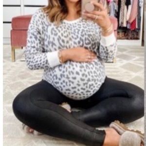 Maternity black vegan leather spanx style leggings